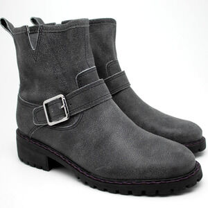 Lucky Brand Kenadie Grey‎ Leather Moto Boots Womens SIZE 7